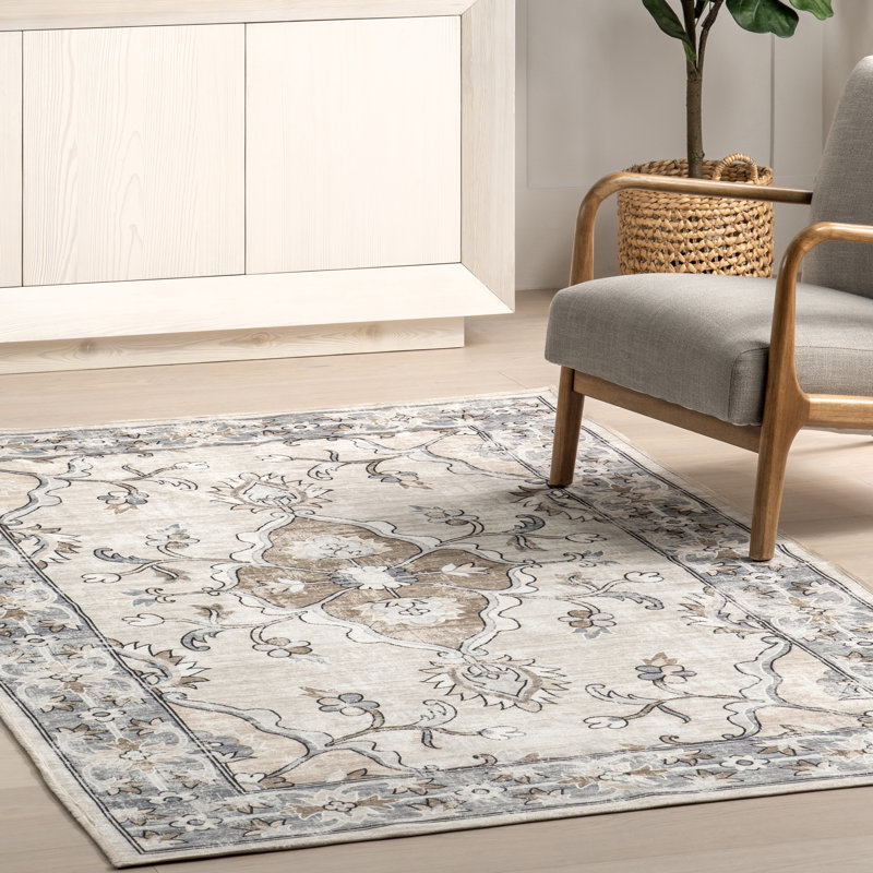 Langley Street Adair Traditional Floral Machine Washable Area Rug